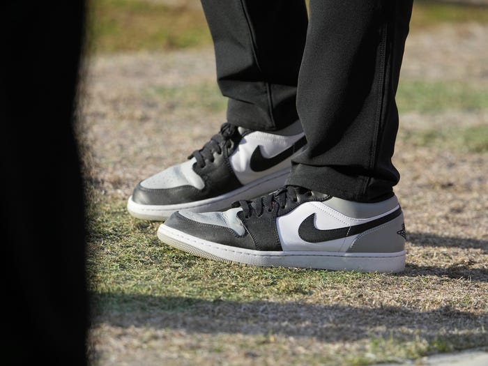 A pair of Nike Air Jordan 1 lows