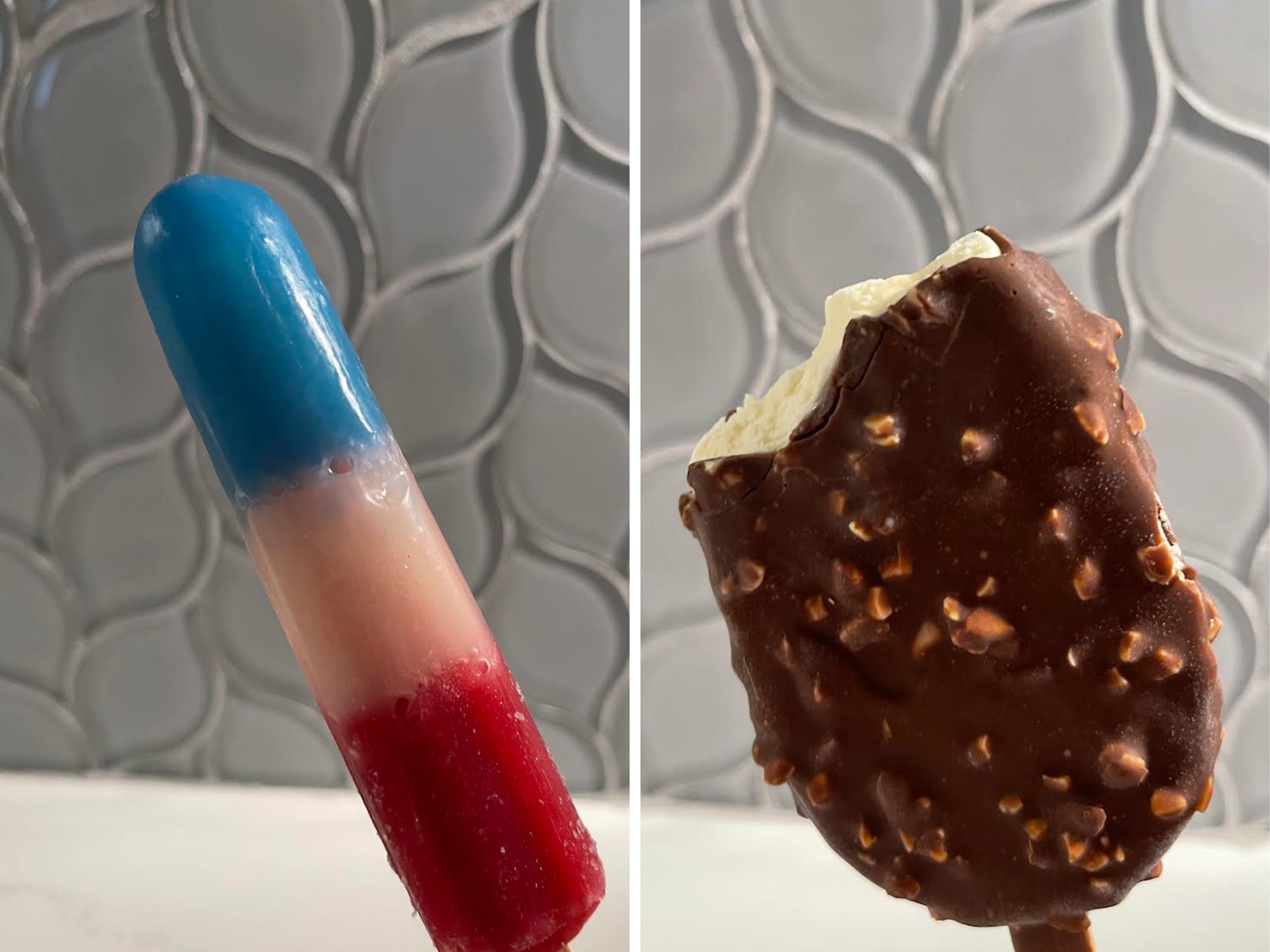 A popsicle and ice cream bar from Costco.