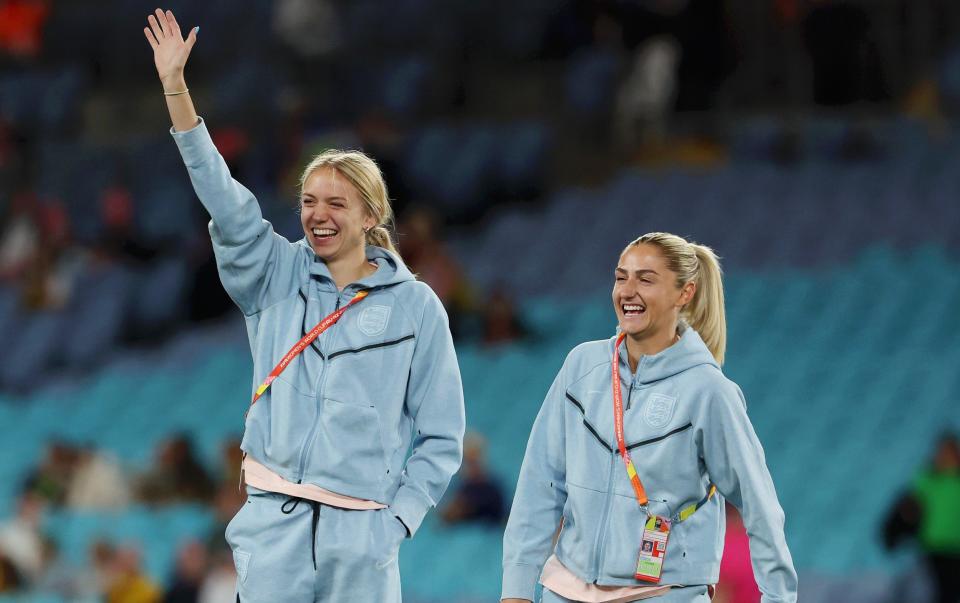 Esme Morgan and Laura Coombs look relaxed ahead of the big match