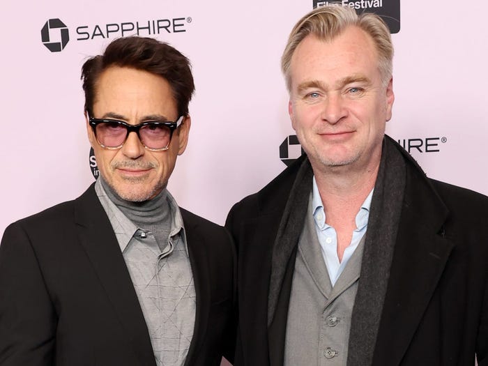 Robert Downey Jr. and Christopher Nolan in January 2024.