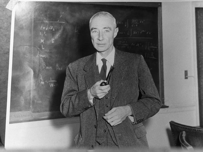 J. Robert Oppenheimer in the classroom.