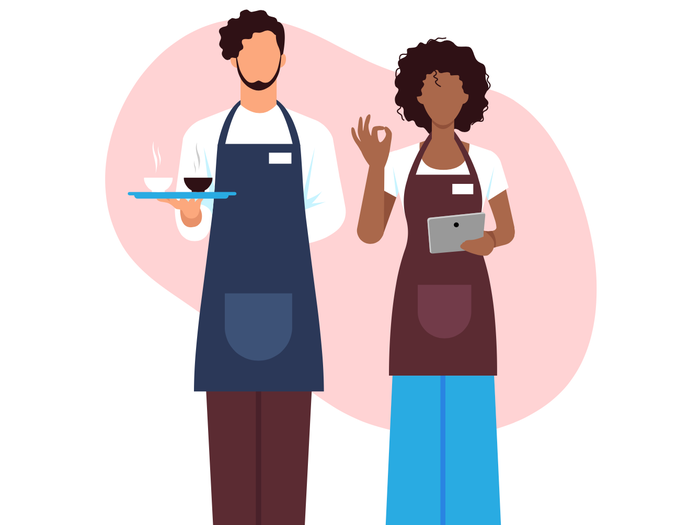 illustration of waitress and waiter