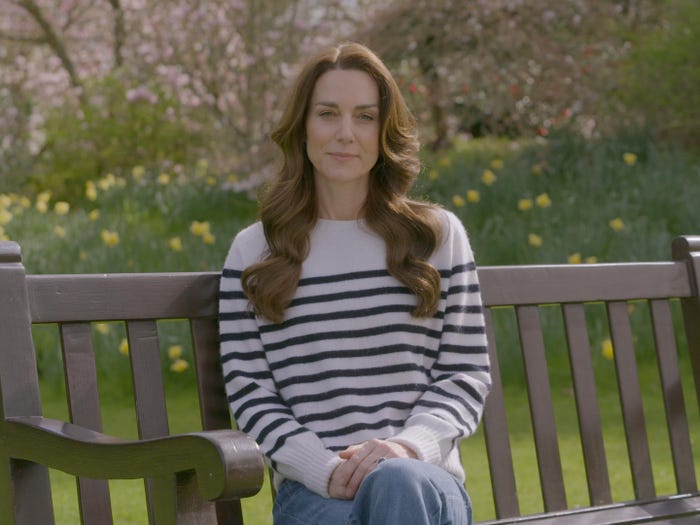 Kate Middleton announcing she has cancer in a pre-recorded video