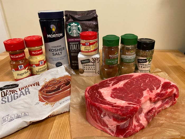 My rib-eye steak and all of the ingredients