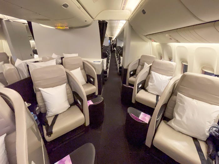 Air New Zealand's business class cabin.