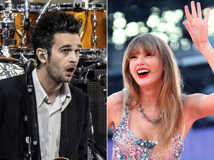Matty Healy (left) and Taylor Swift (right).