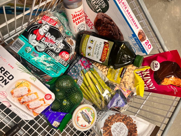 cart full of food from costco