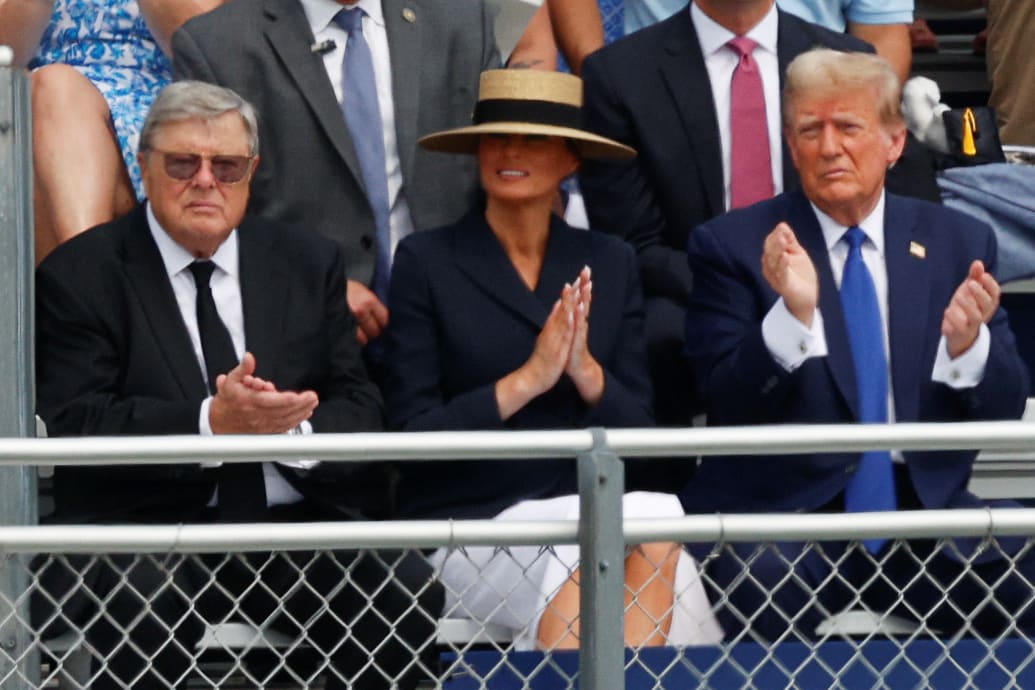 Donald Trump, Melania, and her dad clap while attending the graduation ceremony of Barron Trump.
