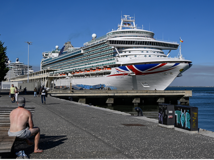 The MV Ventura, run by P&O Cruises, is docked in Lisbon.