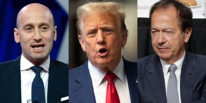 Stephen Miller, Donald Trump, and John Paulson respectively look ahead