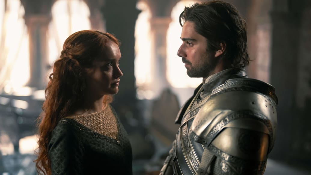 A photo including Olivia Cooke and Fabien Frankel in the series House of the Dragon on HBO