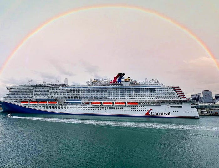 A rainbow over the Carnival Celebration ship's homeport of Miami.
