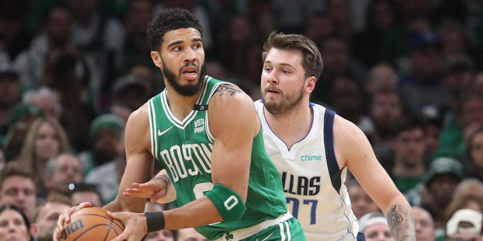 Jayson Tatum (left) of the Boston Celtics and Luka Doncic of the Dallas Mavericks are some of the star power in the 2024 NBA Finals.