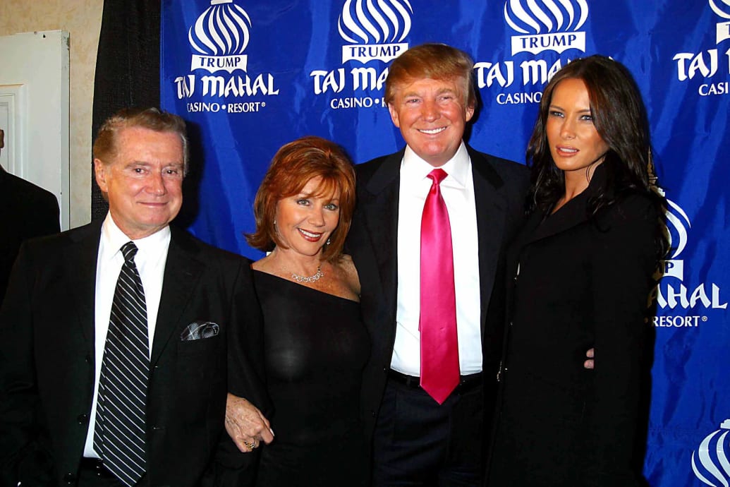 Regis and Joy Philbin are joined by two fans in Atlantic City as part of Trump’s  “Billionaire Birthday Bash.”